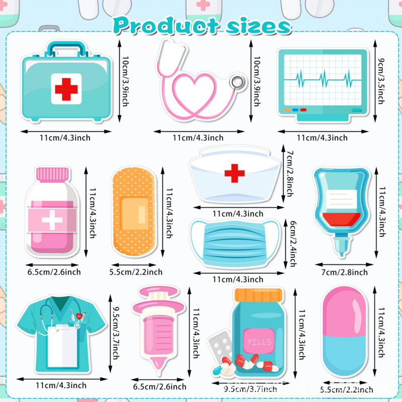 

12 Styles, Nurse Doctor Pills Stationery Notes Hand Account Stickers Office Stationery Notebooks