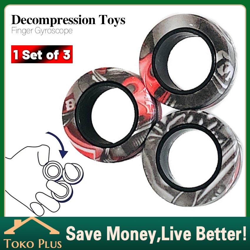 3Pcs Mainan Anak Magnetic Fidget Spinner Magnet Ring Children Toy / Finger Fidget Spinner Ring Magne