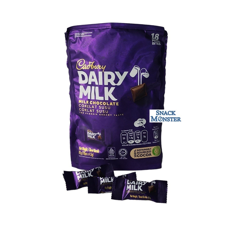 

Cadbury Dairy Milk Pouch - Netto 18 pcs x 4,5 gr