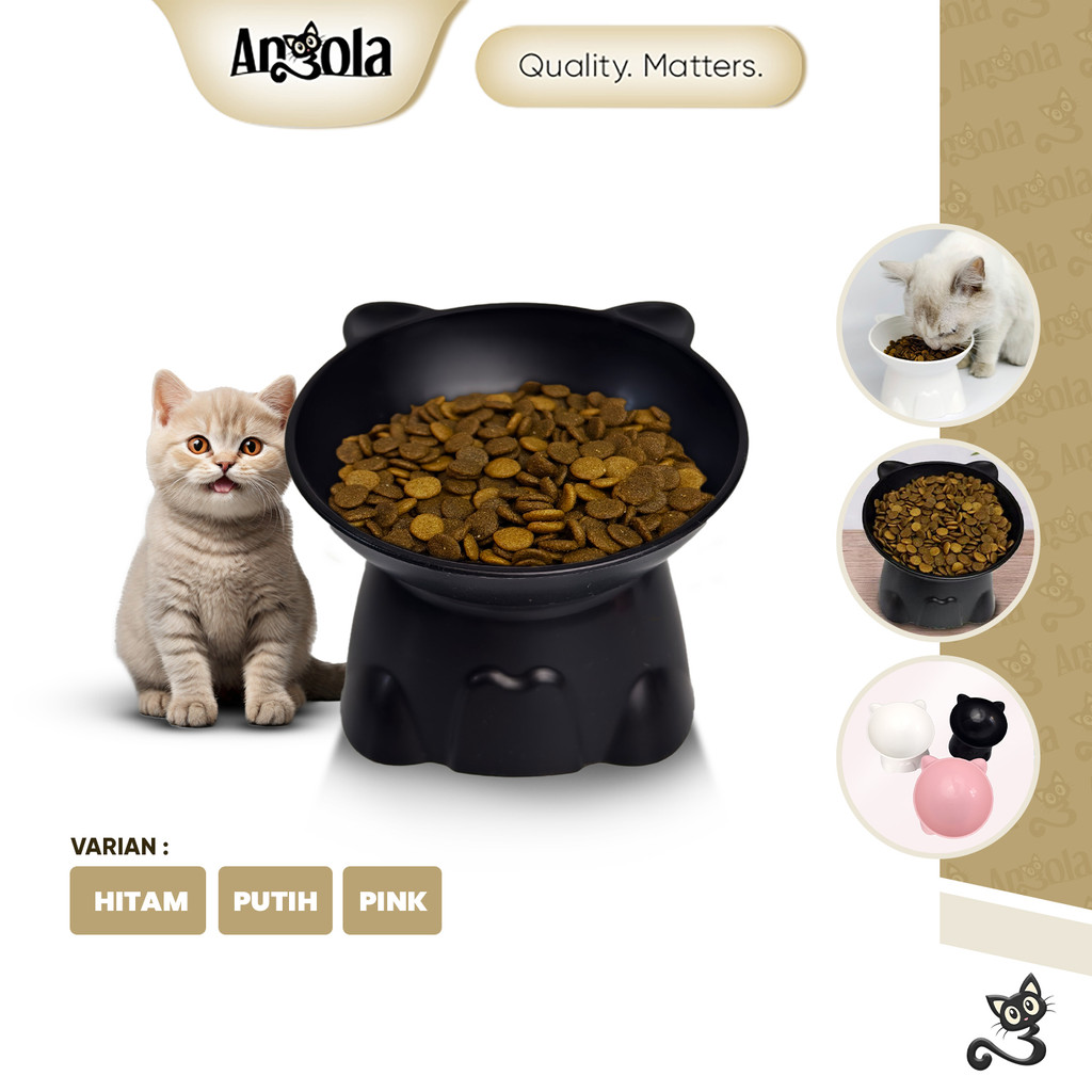 ANGOLA Pet Bowl Neck Protection M92 Tempat Makan Hewan Peliharaan Kaki Tinggi / Pet Feeder