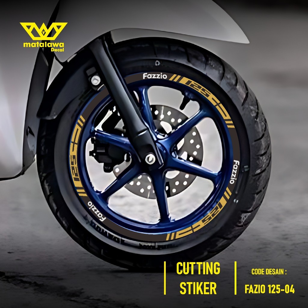 CUTTING STIKER VELG YAMAHA FAZZIO STICKER LIS PELK MOTOR RING 12 FAZIO SET DEPAN BELAKANG 04