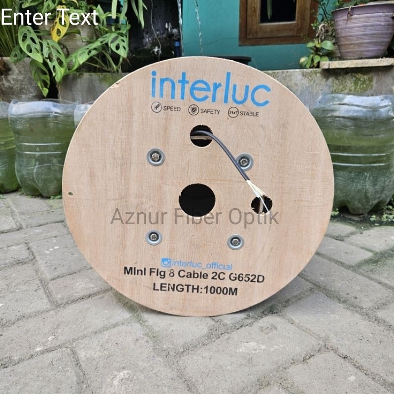 KU Mini 2 Core Fig 8 Interluc Panjang 1KM Kabel Udara Fiber Optik Bulat G652D