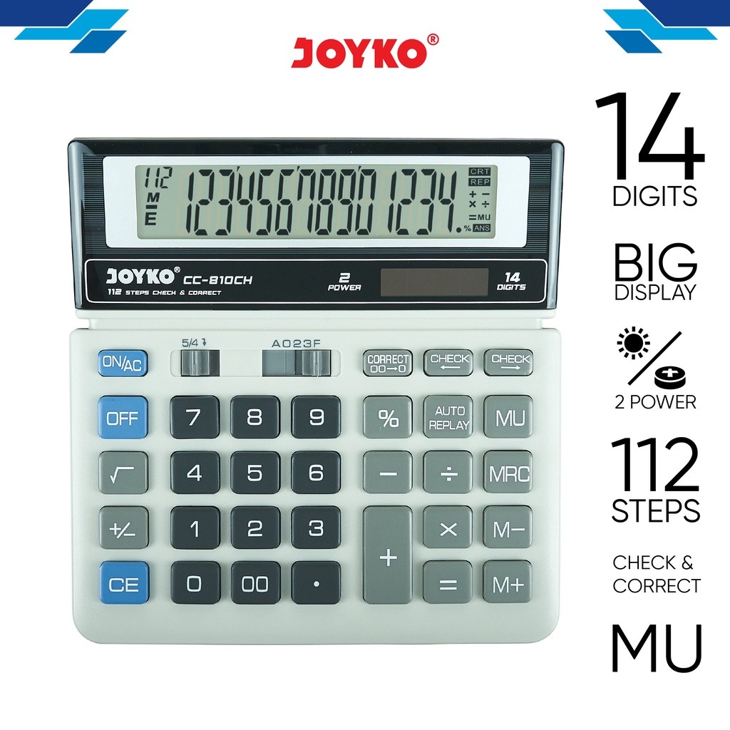 

Calculator Kalkulator Joyko CC-810CH 14 Digits Check Correct