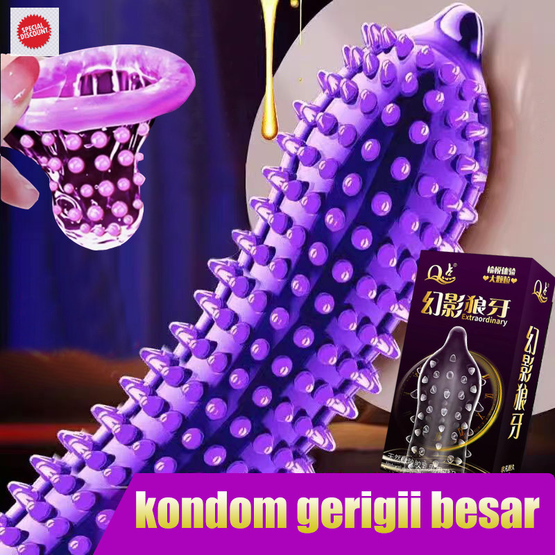 ⭐⭐⭐⭐⭐Getar [PRIVASI AMAN] Kondon gerigi original Kondom bergerigi Kondon gerigi 12pcs/Box kondom gri