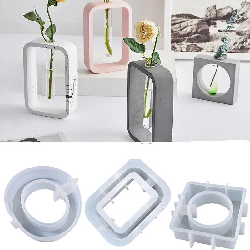 

Hydroponic Mould Vase Epoxy Resin Crystal Glue Mold Oval Square Device Test Tube Flower Breeding Station Vase Silicone Molds
