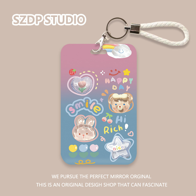 

ID CARD Kartun Korea DIY 3D Pola Stiker Kepala Hewan Kecil, Penutup Pelindung Gantungan Kunci Terintegrasi Kawaii Lucu Penutup Pelindung Kartu Bank Kartu ID Penutup Pelindung Kartu Bus