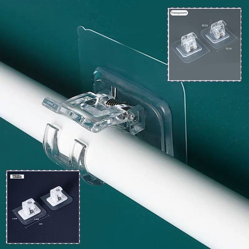 2PCS Bracket tiang Gantungan Hook Pengait Hook Tempel Pengait Jepit Tiang Self Adhesive Curtain Rod 