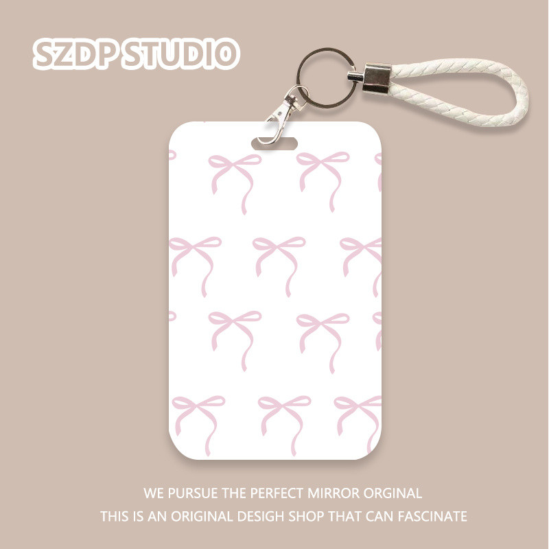 

ID CARD Penutup pelindung gantungan kunci terintegrasi kawaii lucu pola busur merah muda kartun Korea penutup pelindung kartu bank penutup pelindung kartu bus kartu ID