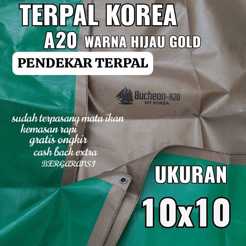 DISTRIBUTOR terpal TERPAL KOREA A20 WARNA HIJAU GOLD UKURAN 10X10 METER