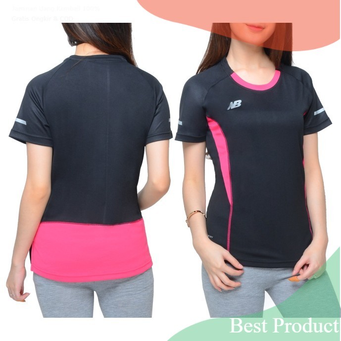 Baju/kaos running olahraga gym fitness NB run02 #LADIES#/ running jogging lari cfd yoga zumba