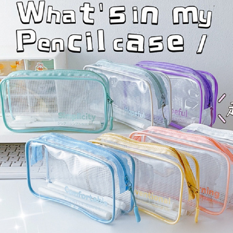 

tempat pensil kotak pensil transparan pouch aesthetic pencil case large tempat pensil pen pouch lucu stationery korea school stuff