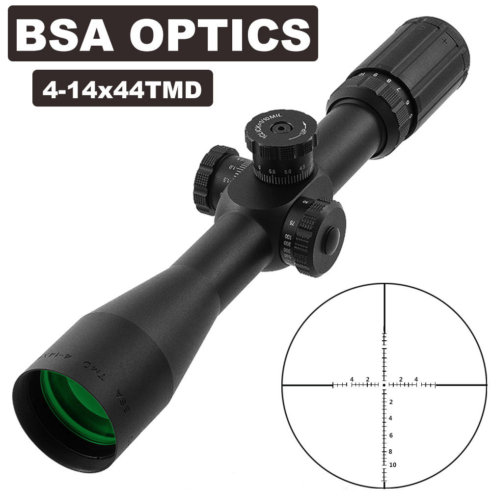 BSA Optics TMD 4-14X44 FFP Hunting Scope First Focal Plane Riflescopes Tactical Glass Etched Reticle