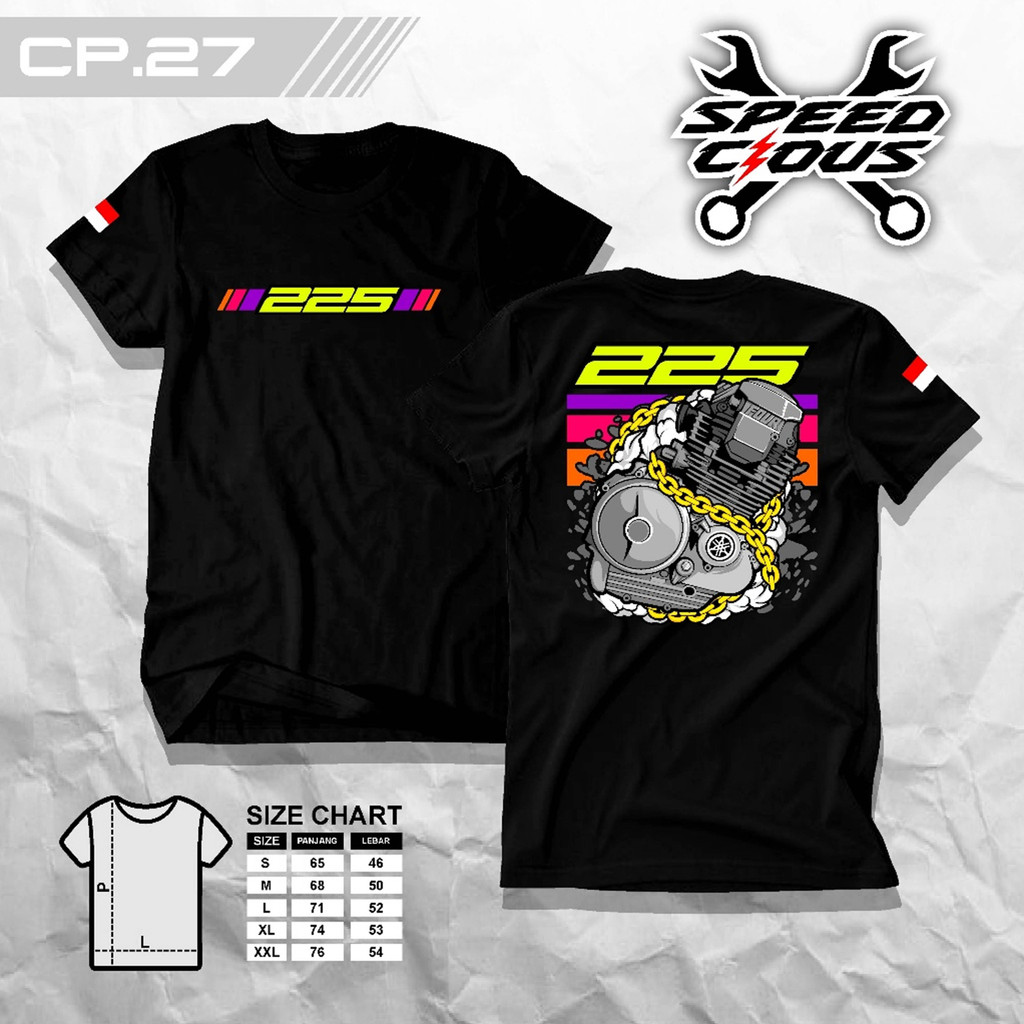 Kaos Racing Mesin Scorpio 225 cc Speedcious - Baju Distro Mesin Herex Cb Tiger GL Megapro Sablon