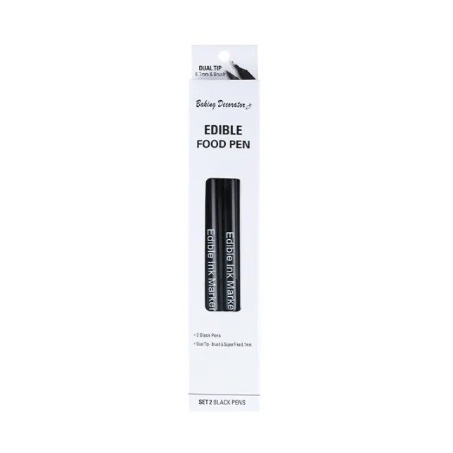 

jt ELtamart Edible Food Pen Spidol Pulpen Warna Tulis Kue bisa dimakan - 2pcs Hitam