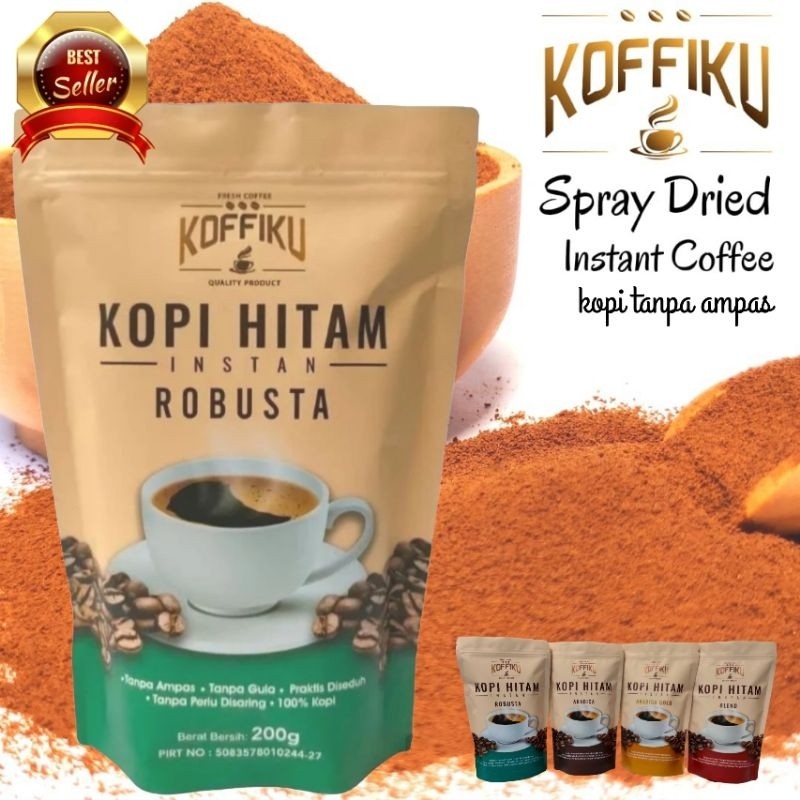

KOFFIKU Robusta 100% kopi original Spray DriedInstant Coffee /Kopi instan tanpa ampas 200gram - Indokopi