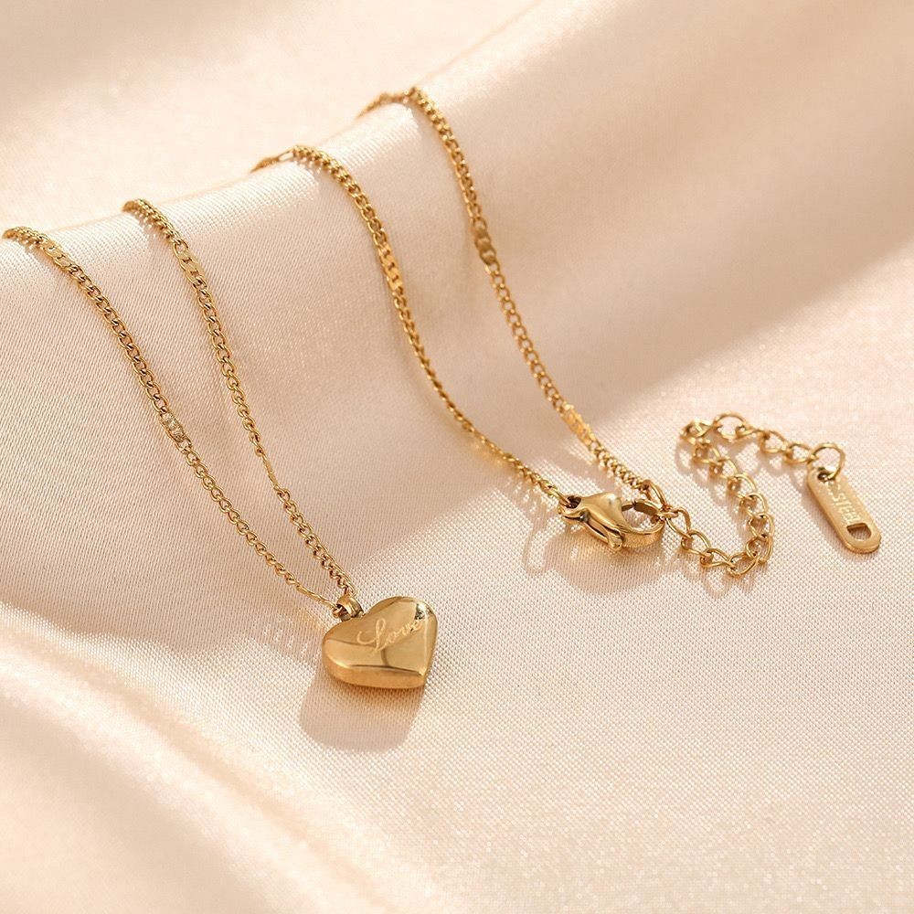 kalung titanium fashion love besar rantai gepeng