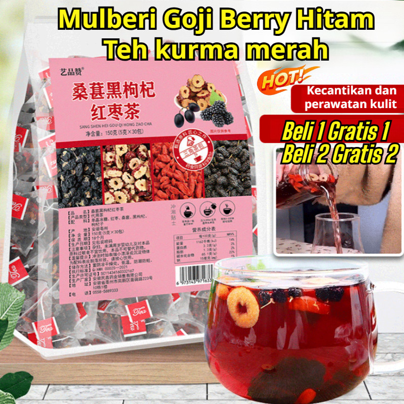 

⚡COD + Pengiriman 24 jam⚡Teh wolfberry hitam, mulberry, kurma merah/teh kecantikan/teh begadang/teh pelindung hati/kemasan individual/kantong teh tonik darah