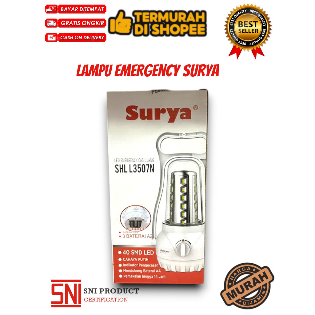 Grosir Grosir Lampu Emergency SURYA SHL L3507N LED Portable Rechargeable Murah