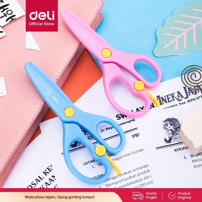 

Gunting Anak Plastik Deli ED60402 - Aman & Tumpul untuk Sekolah - Ukuran Kecil, Warna Pink/Biru