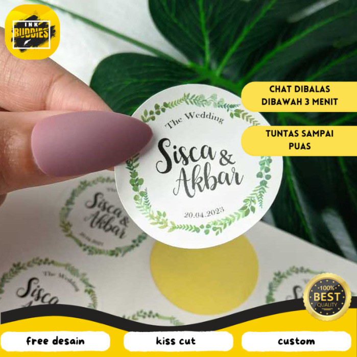 

INB Print Stiker Wedding Souvenir Cetak Label Sticker Custom Ucapan Nikah Bulat Chromo