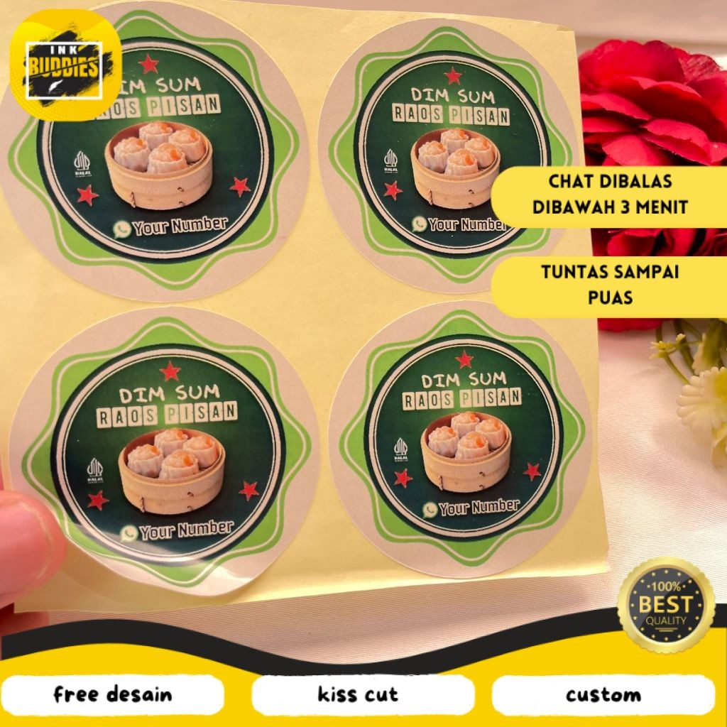 

INB Sticker Print Label Makanan Dimsum Stiker Edisi Dim Sum Bentuk Bulat Chromo Uk.Kecil 2-4