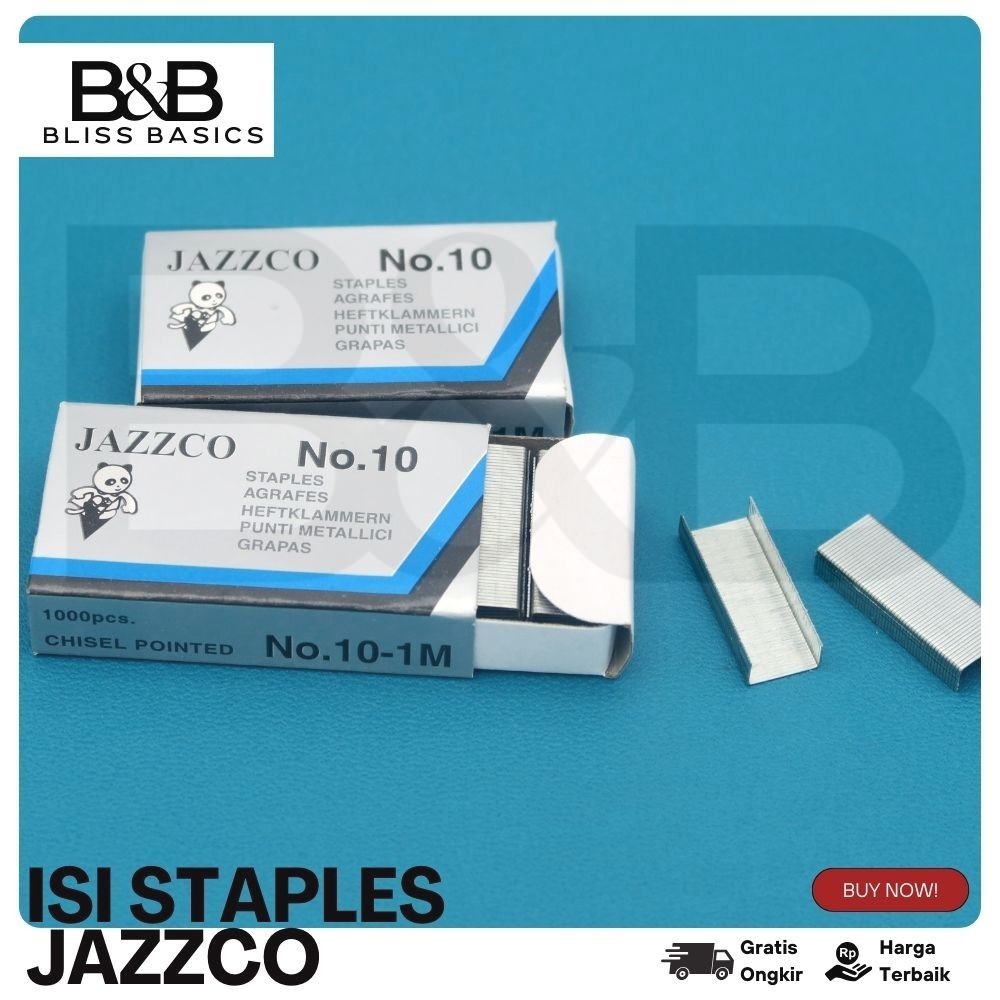 

1 BOX(20 pak kecil) 20,000 Pcs Staples Isi Stapler Refill Stapler JAZZCO No. 10 Biru