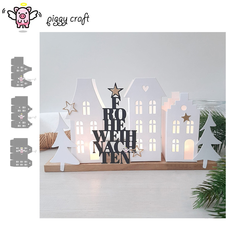 

Piggy Craft metal cutting dies cut die mold 3D Christmas House Series Scrapbook paper craft knife mold blade punch stencils dies