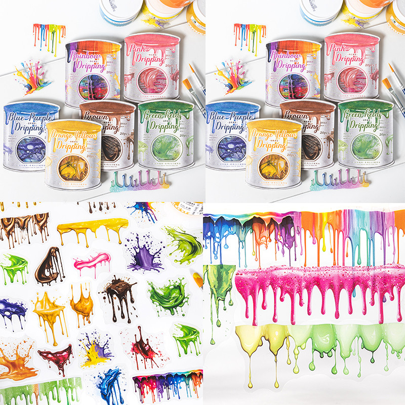 

Mr Paper, 240sheets/bag Colourful Paint Series Paint Drops Landscaping Sticker Bag planner stickers kawaii stickers stationery