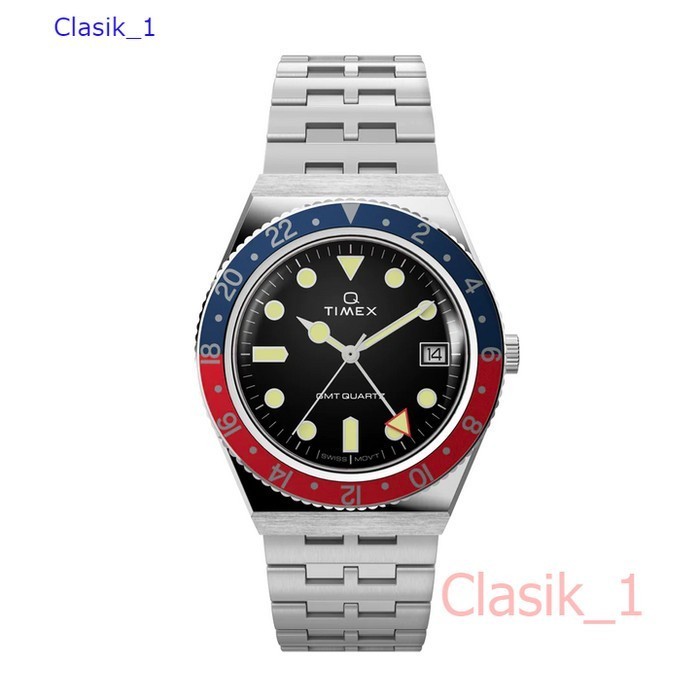 Original 100% Timex TW2V38000 Q Diver GMT-Jam Tangan Pria-Steel Garansi Resmi