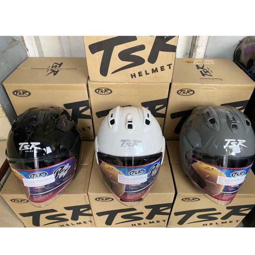 Helm half face TSR merk TSR copy arai polosan motif