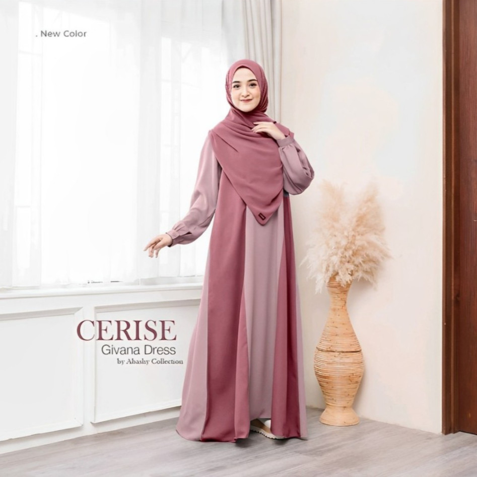 Abashy - Gamis Terbaru Dress Gamis Wanita Kombinasi 2 Warna Gamis Remaja Muslim Murah Kekinian