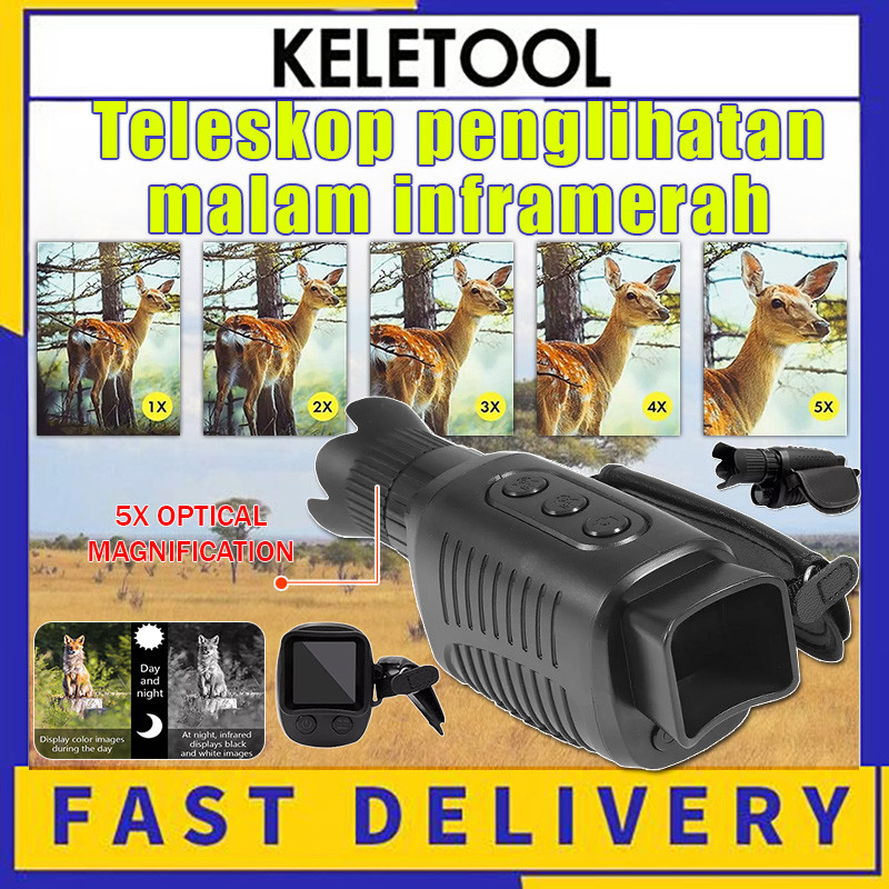 Kacamata Penglihatan Malam Monokuler Penglihatan Malam Digital Luar Ruangan Zoom Digital 5X Inframer