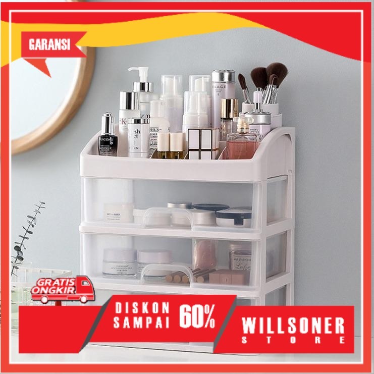 RAK KOSMETIK UNTUK MENYIMPAN MAKE UP DAN SKINCARE | RAK KOSMETIK 3 LACI