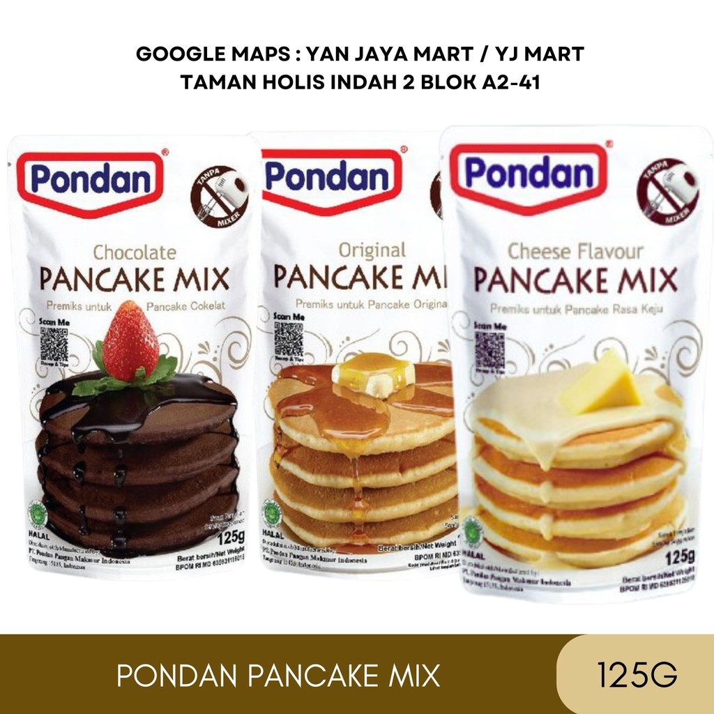 

Pondan Pancake Mix / Tepung Pancake Premix Original / Keju / Coklat 125g