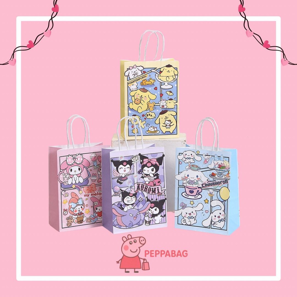

Paper Bag Goodie bag / Paperbag Hadiah Sanrio Cinamoroll Kuromi Melody (15 x 8 x 21Cm) - ES0409