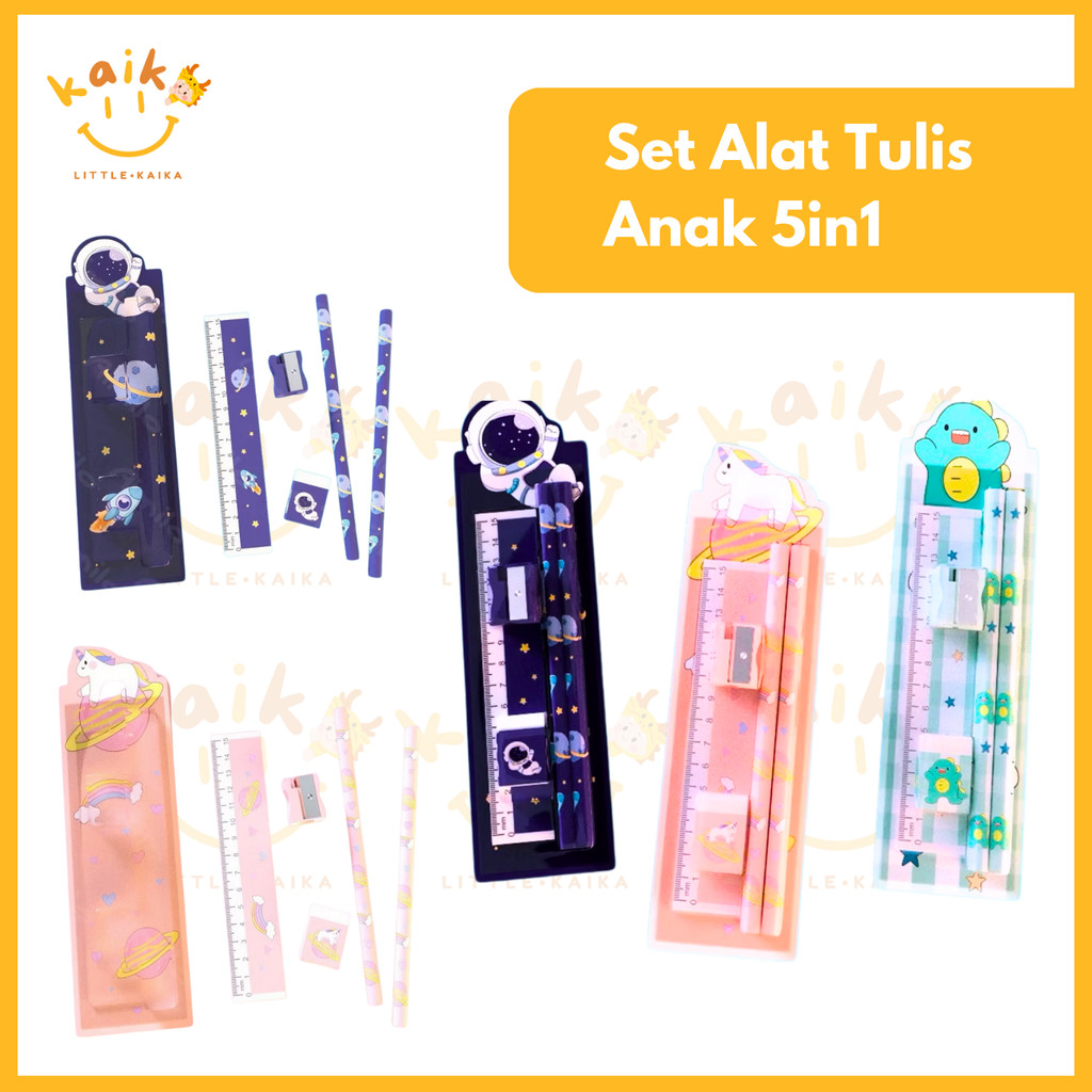 

LITTLE KAIKA | AT09 5in1 Pensil Set Alat Tulis Anak Lucu Dan Penghapus Untuk Tempat Pensil Buku Tulis Sekolah Hadiah Souvernir Anak Murah