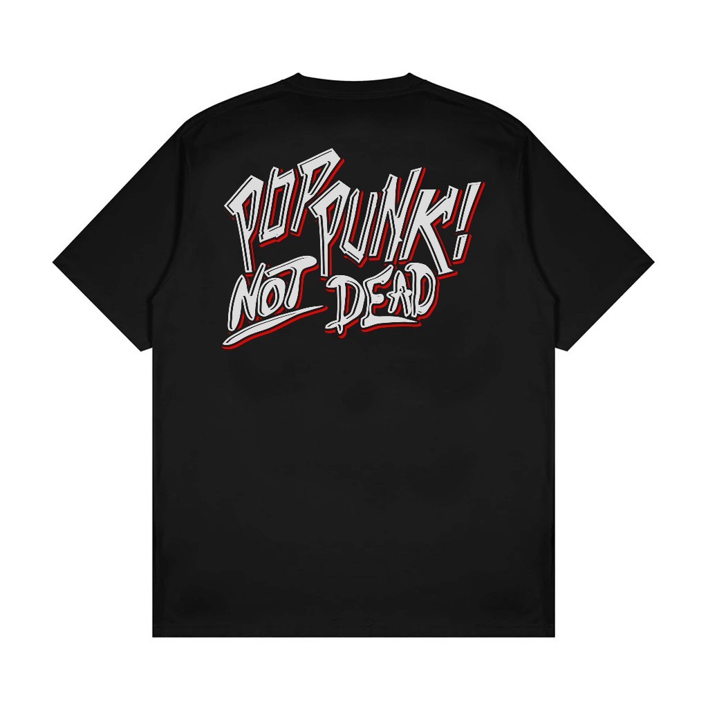 Kaos Distro Pria Original t shirt Pria Wanita Hitam ZEROHEROES POP PUNK NOT DEAD