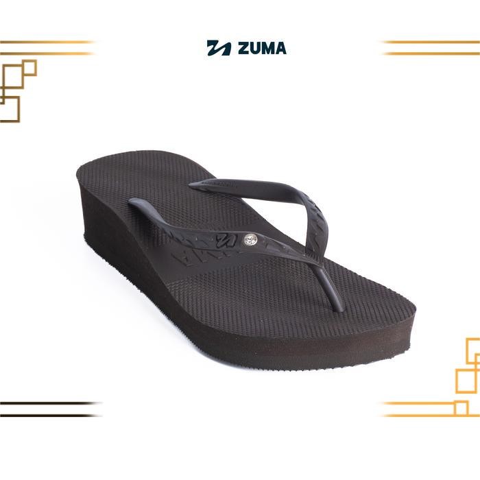 Zuma Women Tiffany 10 Chesnut, Sandal Jepit Wanita Wedges Karet Polos, Coklat Kehitaman - 38