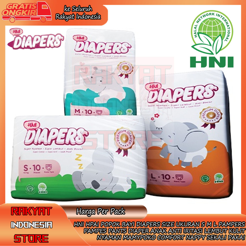 Hni Hpai Popok Bayi Diapers Size Ukuran S M L Pampers Pampes Nappy Pants Diaper Anak Anti Iritasi Le