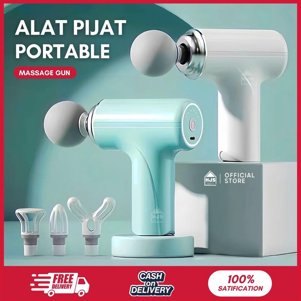 Alat Pijat Elektrik Premium Massage Gun 4 in 1 Getar Terapi Relaksasi Otot Tubuh Punggung Myung - Pi