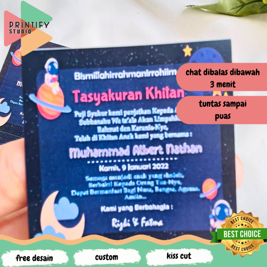 

Printify 12-15 Cetak stiker syukuran khitan kotak tasyakuran walimatul khitanan custom unik