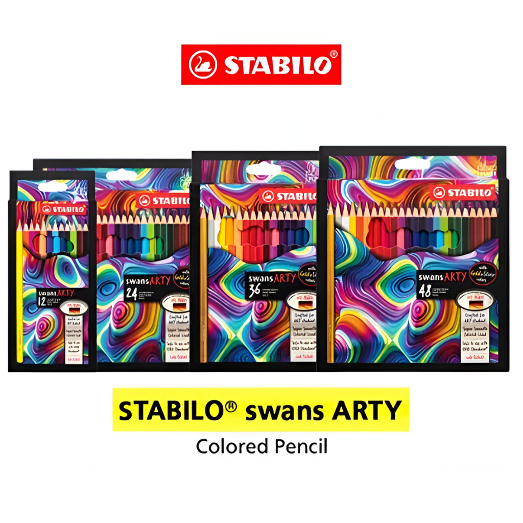

STABILO swans ARTY Colored Pencils / Pensil Warna 12 24 36 48 Warna Panjang FREE Warna Gold & Silver