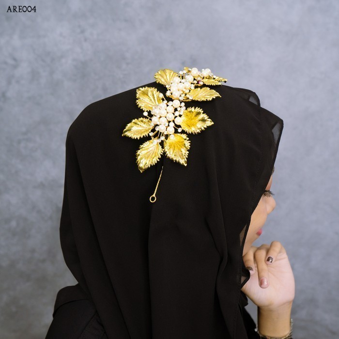 Hijab Tiara Gold Aksesoris Pengantin Wanita Hijab Modern Are004