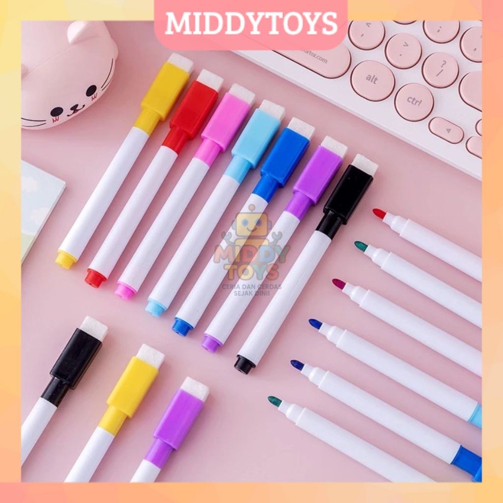 

MIDDYTOYS - SPIDOL WARNA - WARNI ISI 8 PCS DENGAN PENGHAPUS / WIPE AND CLEAN