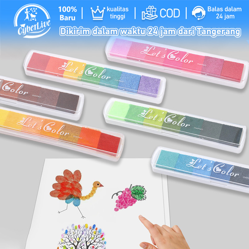

7 Warna Stamp Pad Ink Bak Cap Stempel Bantalan Stempel Gradasi Warna Finger Painting