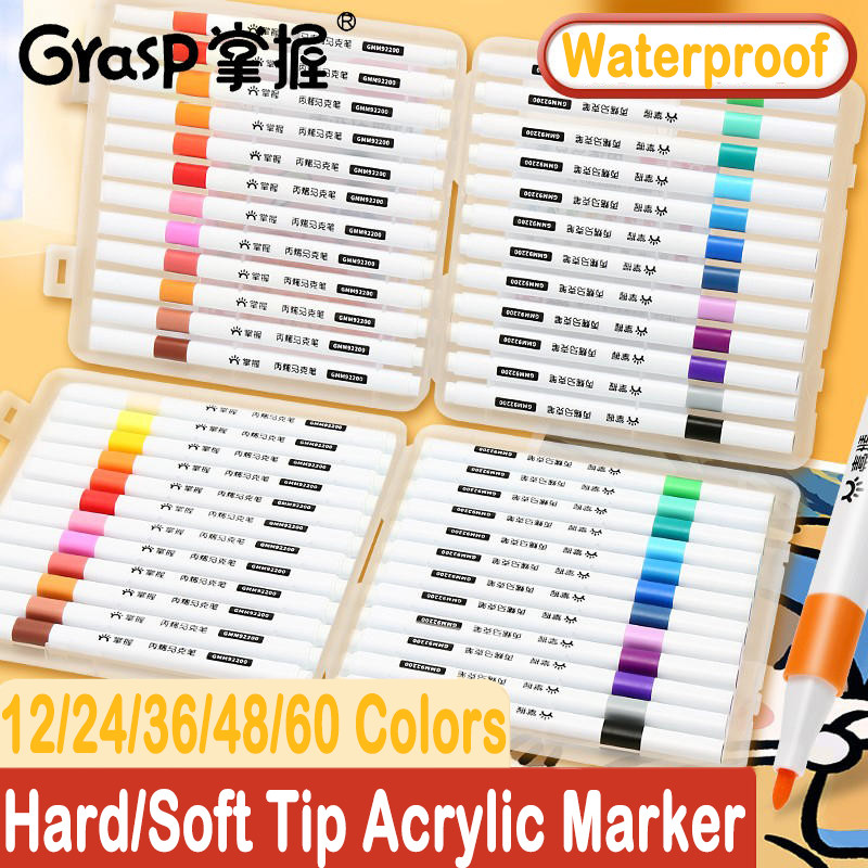 

12/24/36/48/60 Colors Hard/Soft Head Opaque Color Layering Color Marker Set for Korean Stationery School Office Art Supplies