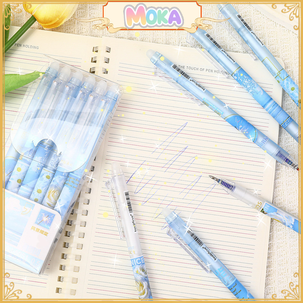 

MOKA Pen Enternal Flower Series 1 Set Isi 6 Pcs Quick Drying Smooth / Enternal Flower Series Pen / Pulpen Biru Bisa Dihapus MKP67