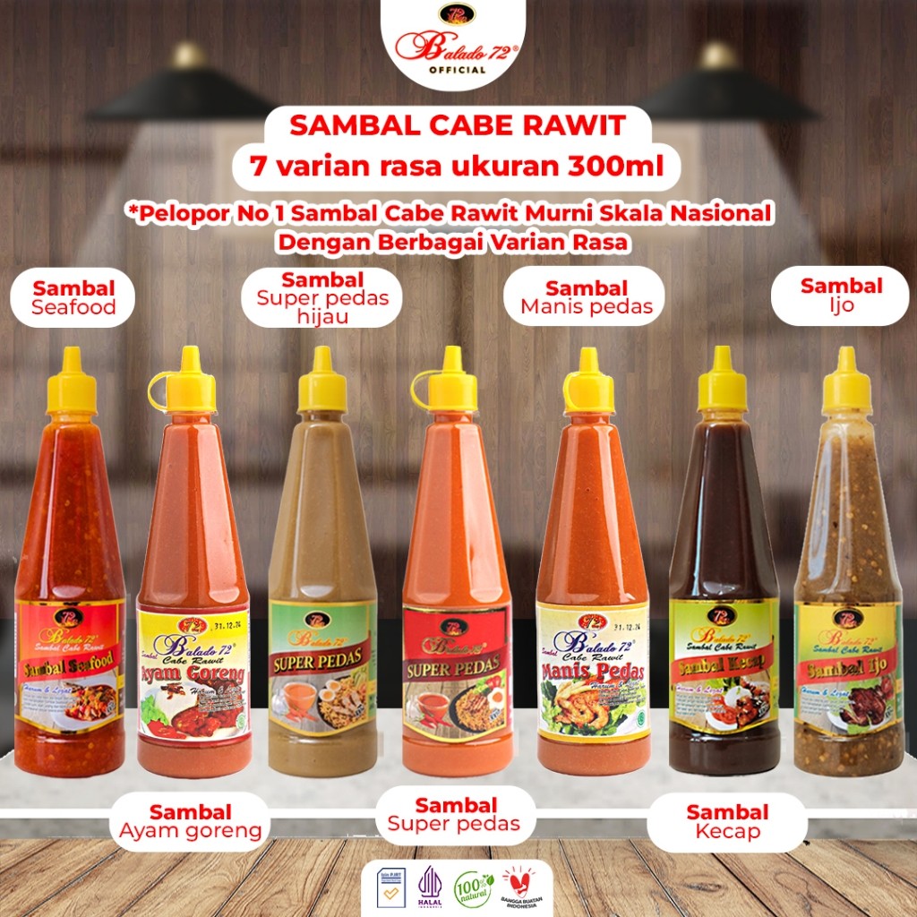 

New Sambal Cabe Rawit Balado 72 Super Pedas 300 mlPremium