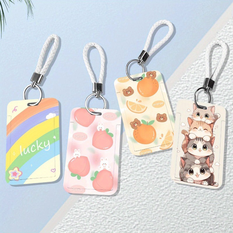 

Cartoon Cute Style Card Holders Student ID Card Protective Cover Cases Student Campus Access Cards Key Chain Anti-lost Cover