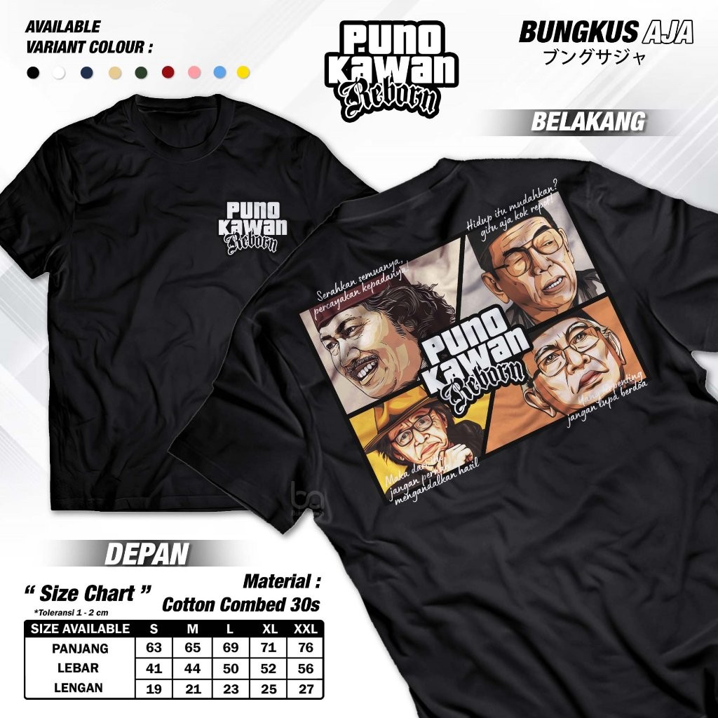 Kaos Punokawan Reborn - Baju Kaos Gusdur Santri Nusantara - Baju Santri Gus Dur Cak Nun Gus Mus Sudj